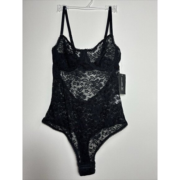 I.N.C. International Concepts Sheer Lace Cup Lingerie Bodysuit‎ Deep Black - Picture 2 of 8
